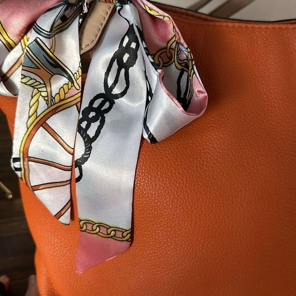 Michael Kors 2 pc Jet Set Orange Pebbled Leather Shoulder bag & wristlet wallet